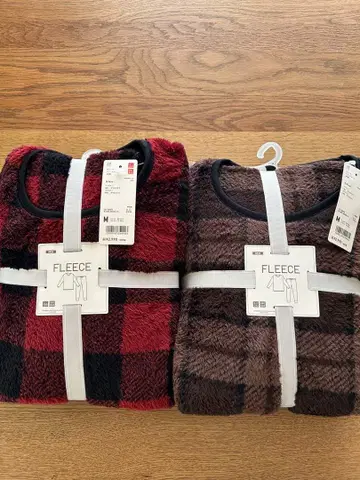 유니클로 남성용 퍼리 플리스 세트 룸웨어 M 사이즈 2종 세트