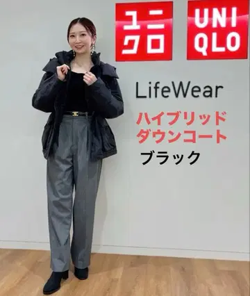 유니클로 하이브리드 다운 코트 M 사이즈 블랙