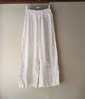 수제 자수 코튼 팬츠