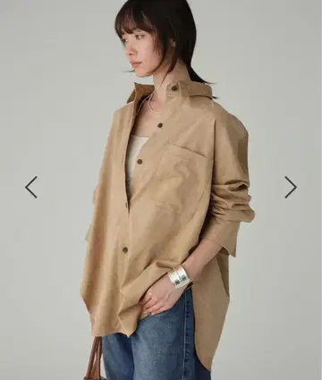 [택 포함] 페이크 스웨이드 오버 셔츠 베이지