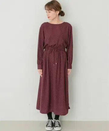 URBAN RESEARCH 허리 리본 도트 원피스