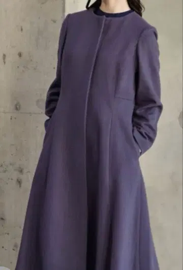 AIMER 에메 노카라 패널 라인 코트 퍼플 롱 코트