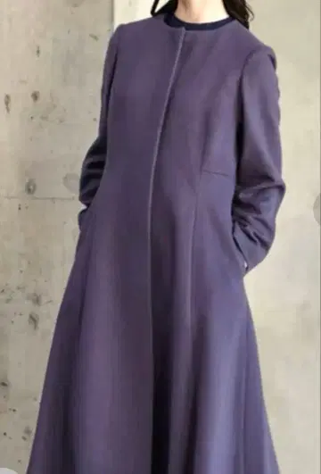 AIMER 에메 노카라 패널 라인 코트 퍼플 롱 코트