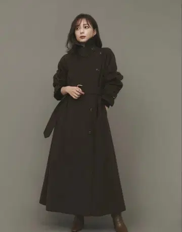 anuans 울 트렌치코트 브라운