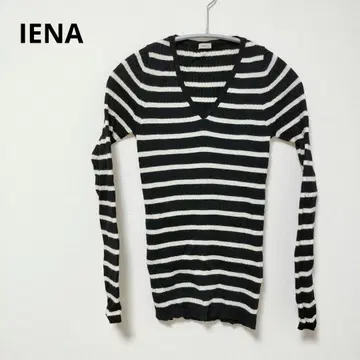 [ IENA ] 니트 보더 블랙 화이트 Free