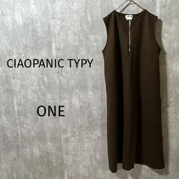 [ 차오패닉 티피 ] 니트 멜톤 하프 ZIP 원피스 체형 커버 F 브라운