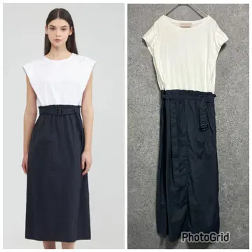 EPOCA STORIA 타프타 콤비 저지 도킹 원피스