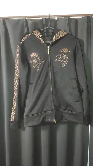 roen 레오파드 무늬 풀 지퍼 후드티