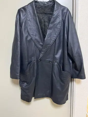 블랙 더블 브레스트 가죽 자켓 아카이브 천연 가죽