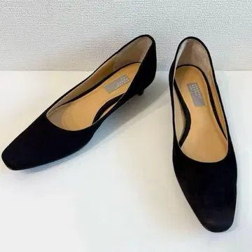 마가렛호웰 아이디어 스웨이드 로우힐 펌프스 22cm 블랙