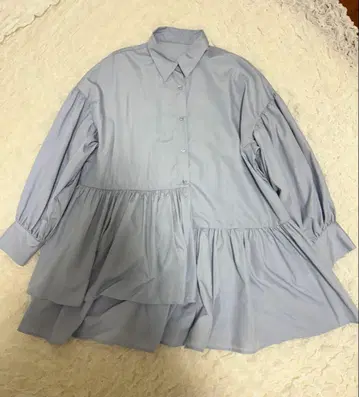 Ambre Neige 라이트 블루 플레어 셔츠 원피스