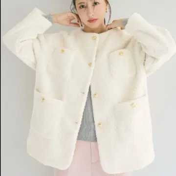 [ 미사용 새상품 ] coca 코카 푸들 보아 노카라 코트 M 화이트