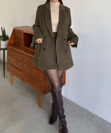 JUNOAH 자켓+슬릿 미니 스커트 set