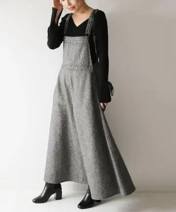 Spick&Span 미터 너트 트위드 맥시 오버롤 스커트