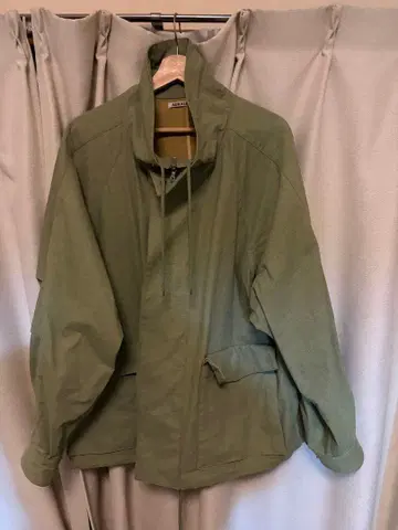 WASHED HARD TWIST CANVAS BLOUSON #GREEN