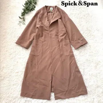 Spick & Span 빅 칼라 가운 코트 베이지 롱 오버사이즈