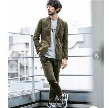 나노 유니버스 코듀로이 셋업 XL 올리브 자켓 팬츠