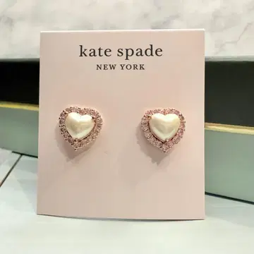 케이트 스페이드 귀걸이 핑크 하트 모티브 펄 스톤 새상품급
