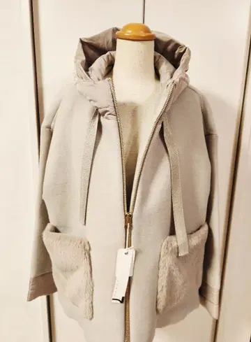 새상품 soeur7 후드 부착 자켓 인조 모피 포켓