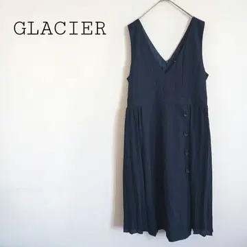 미사용 택 포함 그라시아 쉬폰 도킹 V넥 오버롤 스커트 네이비