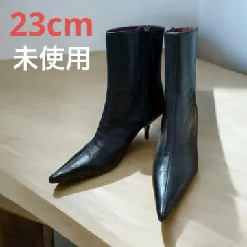 미사용 숏부츠 블랙 소가죽