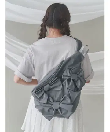 merry jenny 리본 원숄더 백 그레이 크로스바디