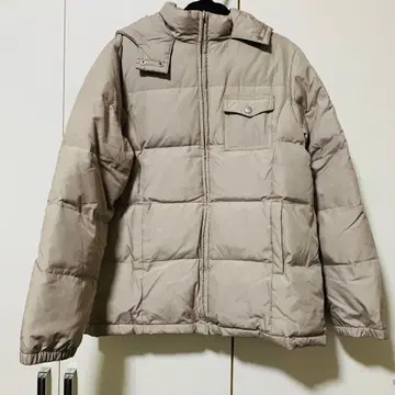 컨디션 최상 이온 탑밸류 후드 부착 다운 자켓 베이지