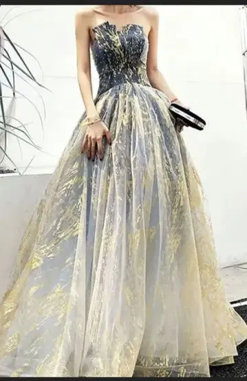 컬러 롱 드레스 연주회 이브닝 드레스