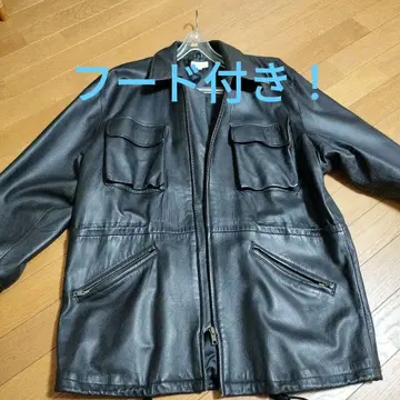 폴 스미스 블랙 가죽 자켓 후드 부착 M 사이즈 소가죽