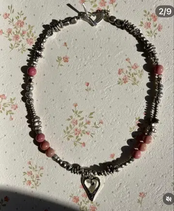 안녕하세요? 핑크 스톤 실버 목걸이