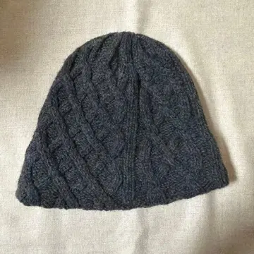 울 캐시미어 케이블 짜임 니트 모자