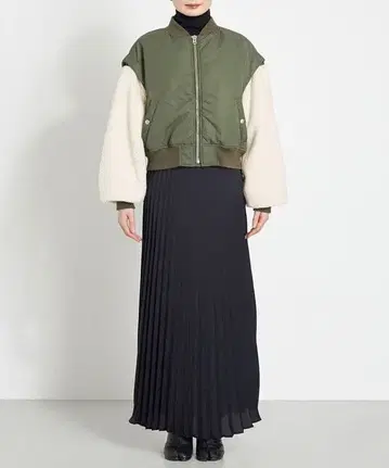 NAVE 보아 슬리브 2WAY MA-1 카키 블루종 베스트