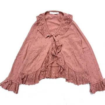 [ 새상품급/2020년 ] 핑크하우스 프릴 가디건 볼레로 리본 니트