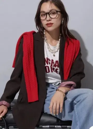 [ 미사용 새상품 ] 아르페쥬 스토리 W 버튼 테일러드 자켓 브라운