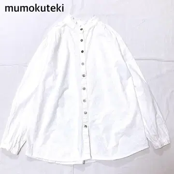 [새상품급] mumokuteki 옷깃 프릴 긴팔 블라우스