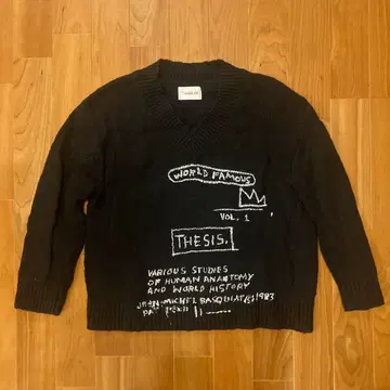 H&M V넥 니트 스웨터 Basquiat 디자인