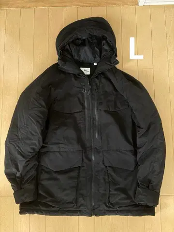 유니클로 화이트 마운티니어링 하이브리드 오버 사이즈 다운 후드티 L