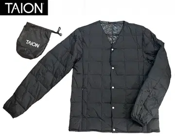 TAION 타이온 베이직 V넥 버튼 이너 다운 자켓 블랙