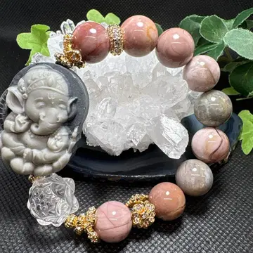 쿠마코 님 예약 태극석 가네샤 폭렬 아라산 마노 (양질) 수정 연꽃