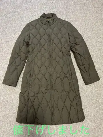 Henry cottons 올리브 그린 퀼팅 롱 다운 코트