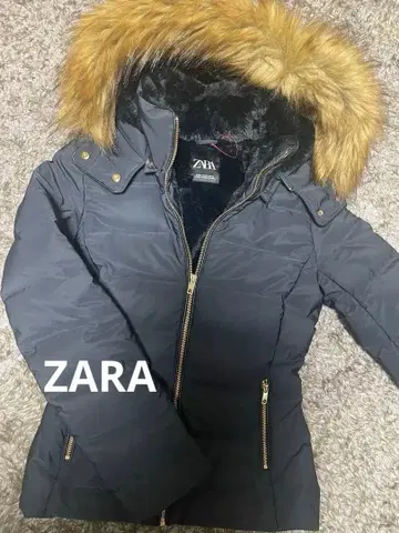 3WAY ZARA 자라 다운 코트 퍼 포함 안쪽 보아 XS 네이비
