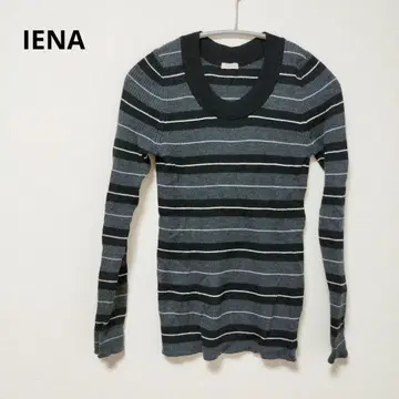 [ IENA ] 상의 니트 보더 그레이 블랙 Free