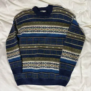 HIGHLAND GLEN 페어아일 패턴 스웨터 블루 네이비