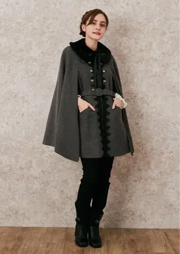 axes femme 클래식 케이프 코트 차콜