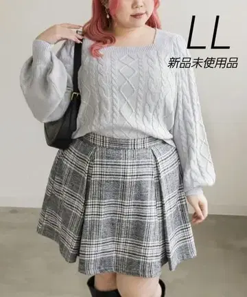 CLETTE 오리지널 스퀘어넥 케이블 니트 라이트 그레이 LL