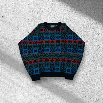boniour 니트 스웨터 한국제 기하학 패턴 올 패턴 남성용