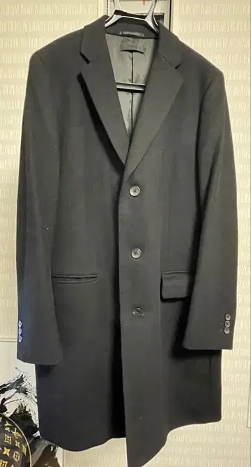 블랙 싱글 브레스티드 롱 코트