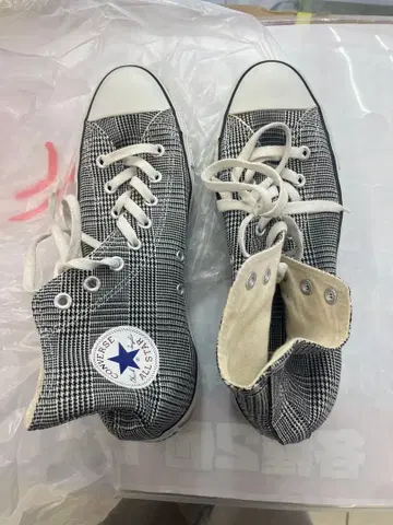 CONVERSE 하이컷 스니커즈 블랙/화이트 체크