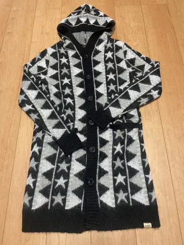 [ 미사용 새상품 ] x-girl 별 패턴 후드 부착 가디건