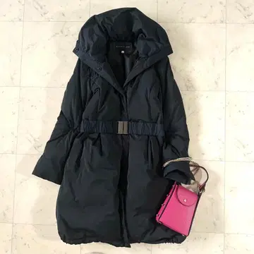 새상품급 에스트네이션 스탠드 카라 다운 코트 편광 컬러 블랙 네이비